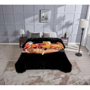 Luxury Black and Orange Horse Print Blanket King 9lb